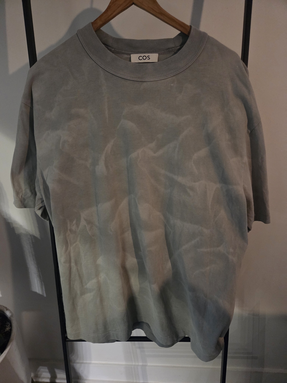 COS Men's Oversized Crewneck T-Shirt in Faded Sage Green